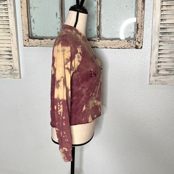 Gildan Women's Sweatshirt Heavy Cotton Long Sleeve Bleach Dye Crop Top Size Smal - Picture 5 of 7